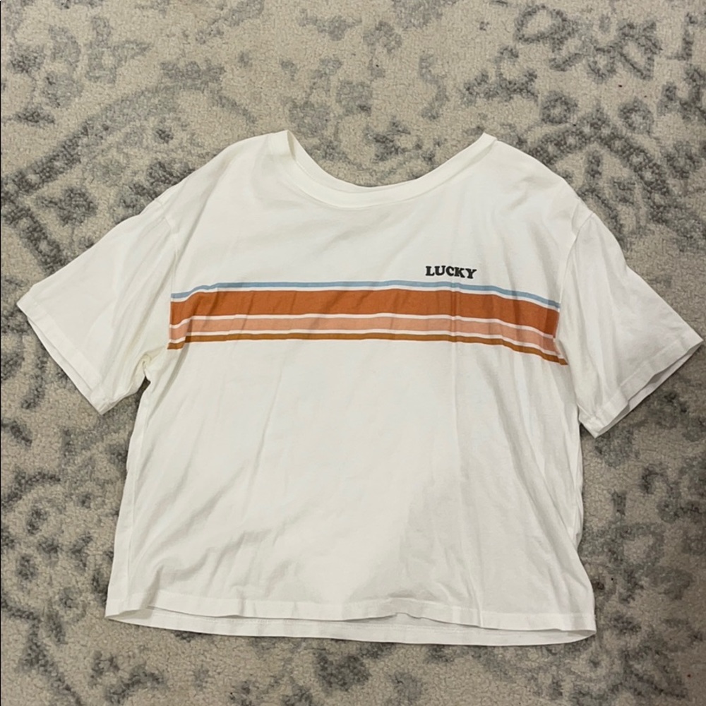 Garage White Cropped Lucky T-Shirt Size XS